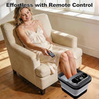 Collapsible Foot Spa Electric Rotary Massage, Foot Bath with Remote Control, Heat, Bubble, Temp Control, and 24 Motorized Shiatsu Massage Balls, Pedicure Foot Spa Tub for Stress Relief (Black)
