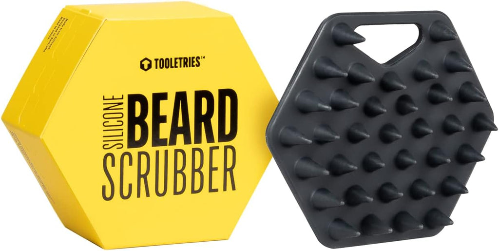 TOOLETRIES Beard Scrubber - Silicone Beard Brush & Exfoliator for Men, Deep Cleans & Unclogs Pores, Ergonomic Handle Design, Removes Beardruff - Charcoal