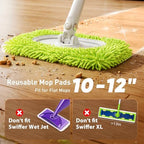 6 Pack Reusable Microfiber Mop Pads Compatible with Sweeper Mops, Replacement Mopping Pads Dry Sweeping Cloths, Washable Chenille Flat Mops Refills for Mopping Floor Cleaning (Mop is not Included)