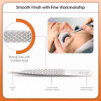 Glory Tweezers For Isolation Eyelash Extensions, Straight Pointed Fiber Tips Tweezer, Multi Purposes Stainless Steel Tweezer Straight Isolation Tweezers for Eyelash Extensions, Nail Art