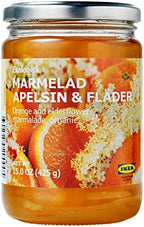 Ikea Organic Jam Bundle - Includes Total 4 Preserves - 2 SYLT LINGON Lingonberry Organic Preserves and and 2 MARMELAD APELSIN & FLÄDER Orange & elderflower organic Marmalade.