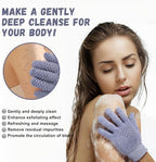 Exfoliating Dual Texture Bath Gloves for Shower Spa Massage and Body Scrubs, Dead Skin Cell Remover, body scrubber with Hanging Loop