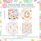 Easter Decoupage Napkins 40PCS, Scalloped Paper Dinner Napkins 13 x 13 Inch (6.5 x 6.5 Inch Folded), Bunny, Floral & Easter Egg Designs, Disposable Spring Party Napkins Table Decorations