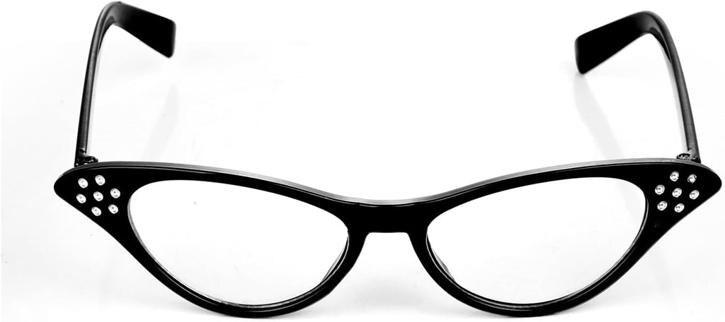 Pistha 50s Cat Eye Rhinestone Glasses Old Lady Granny Costume Glasses for Women Hip Hop Halloween Carnival Party Favor