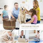 Aromatherapy Essential Oil Diffuser for Room: Air Humidifier Aroma Scent Cool Mist Diffuser Colorful Lights Wood Cute Small Large Waterless Auto Off Ultrasonic Diffusers for Home Bedroom (300ml)