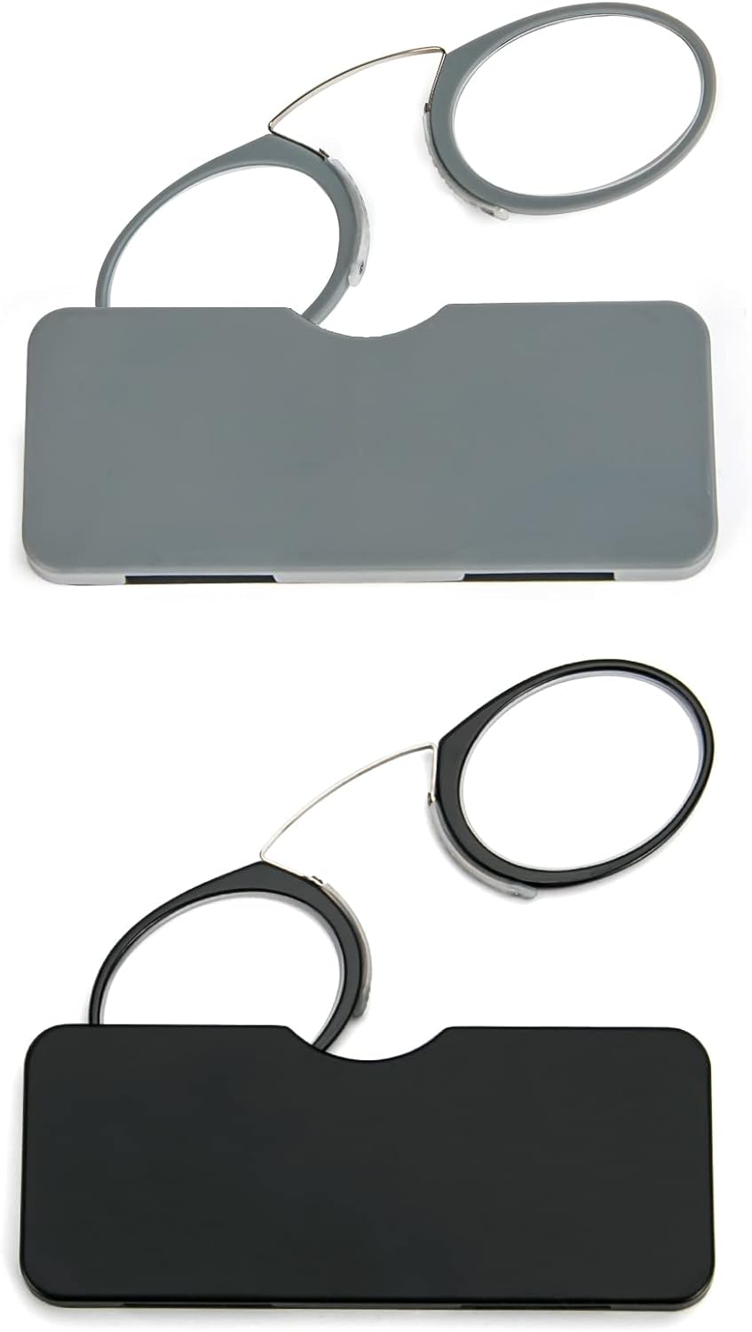 DXYXYO Mini Armless Reading Glasses Clip on Nose for Men Women 2 Pack Thin Compact Readers with Small Portable Case