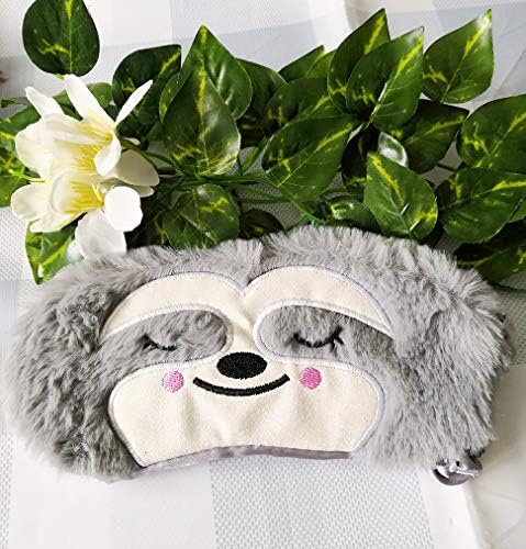 Cute Animal Sleeping Mask Soft Plush Blindfold Cute Rabbit Panda Koala Eye Cover Eyeshade for Kids Teens Girls Women (Grey Sloth)