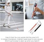 Blind Cane Stick - Mobility Reflective Red-White Foldable Walking Baston para Ciegos, Marshmallow Ball Tip | Folding Replacement/Prop Tool for Visually Impaired Person, Men, Women People Seeing Sight
