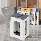Foldable Bath Shower Safety Chair Seat, 17.7" High Anti-Slip Bench Bath tub Stool for Elderly or Seniors (ShowerChair Grey)