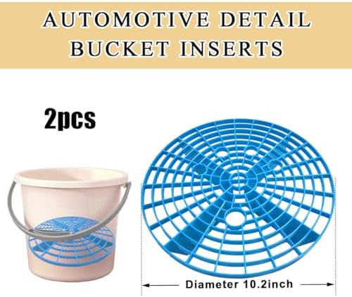 2 PCS Car Wash Bucket Insert, Plastic Wash Bucket Insert Removes Dirt Debris for Car Detailing Cleaning, Auto Detail Grit Trap Fits 12 Inch Diameter or 3-5 Gallon Bucket (Blue)