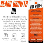 Wild Willies Beard Growth Serum for Men - Natural Beard Serum with Biotin, Caffeine & Essential Beard Oil for Fuller, Thicker Facial Hair Enhancer - Daily Grooming, Nourishes & Hydrates Facial Hair
