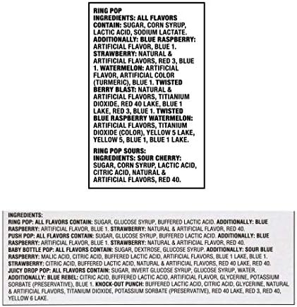 Bazooka Candy Brands Lollipop Suckers 18 Count Variety Box + Ring Pop 20 Count Party Pack – Assorted Flavors