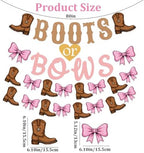 Boots or Bows Gender Reveal Decorations, Boots and Bows Gender Reveal Party Supplies for Brown Pink Western Cowboy or Cowgirl Pink and Brown Banner Garland for Baby Shower Boy or Girl