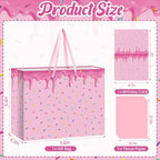 Yomaiha Ice Cream Gift Bag with Tissue Paper and Greeting Card, Ice Cream Party Favors Bag Donut Sprinkle Wrapping Paper Bag Party Favors Bag for Summer Dessert Birthday Baby Shower Party Supplies