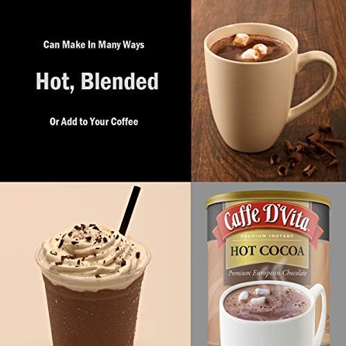 Caffe D'Vita Hot Cocoa Mix - Hot Chocolate Mix, Gluten Free, Low Fat, No Cholesterol, No Hydrogenated Oils, No Trans Fat, Kosher, Hot Cocoa Powder Mix Bulk 1 lb. can (16 oz.)