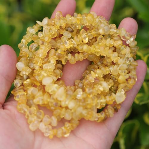 400pcs Natural Chip Stone Beads for Jewelry Making Citrine 5-8mm Irregular Gemstones Healing Crystal Loose Rocks Bead Hole Drilled for Ring Earrings Necklace Bracelet Making DIY Art Crafts