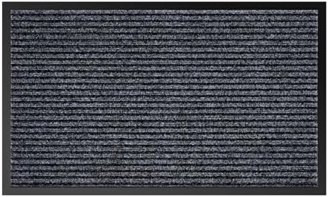 Commercial Floor Mat Non-Slip Waterproof, 2' x 3' Front Door Mat for High Traffic Areas, Easy Clean Low Profile Durable Rug, for Entryway, Indoor/Outdoor, Office, Industrial, Garage, Grey