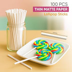 Perfect Stix White Lollipop Treat Sticks, 4.5 Inch, for Homemade Candy, Cookies, Dessert Making, 100 Count