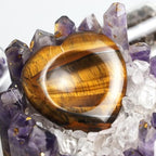 Heart Worry Stones for Anxiety, 2PCS Amethyst Tiger Eye Crystals and Healing Stones, Pocket Natural Stone Meditation Reiki Palm Polished Thumb Stone Therapy Stress Relief Gift for Women