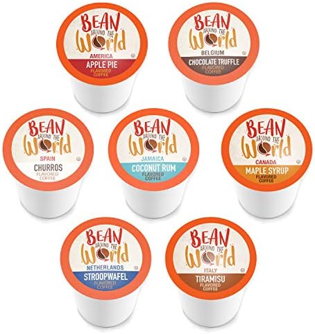 BEAN AROUND THE WORLD Flavored Coffee Compatible With 2.0 Keurig K Cup Brewers, Variety Pack, 40 Count