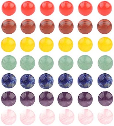 7 Chakra Gemstone Beads 10mm Polished Round Smooth Natural Chakra Stone 35pcs Healing Crystals and Stones for Jewelry Making Crafting 15Inch(7 Chakra Stone,10mm)