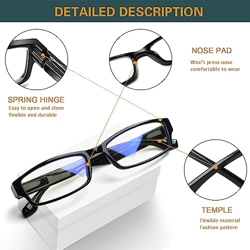 NORPERWIS 6 Pack Reading Glasses for Women Men, Blue Light Readers, Anti Glare Computer Eyeglasses with Spring Hinge (BLACK, 1.75, multiplier_x)