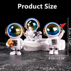 Gradient Astronaut Statues Set of 3, Spaceman Sculpture Figurines Outer Space Theme Decor for Nursery Room Cake Topper