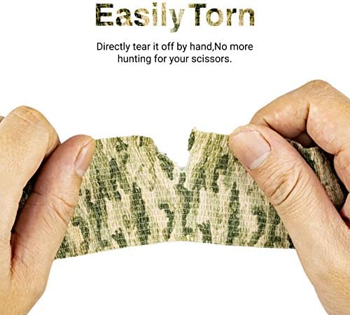 FRESINIDER 9 Rolls Self Adhesive Wrap Athletic Tape Gauze, Breathable Elastic Cohesive Bandage for Sports Injury & Pet (7 Pcs 2" x 5 Yards + 2 Pcs 1" X 5 Yards) (Woodland Multicam Camo)