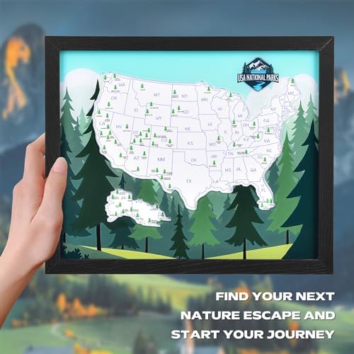 YCCYYCCY National Parks Map Board of The United State, 10" X 12" Pin Boards for Walls, Travel Tracker Map for Office, School and Home
