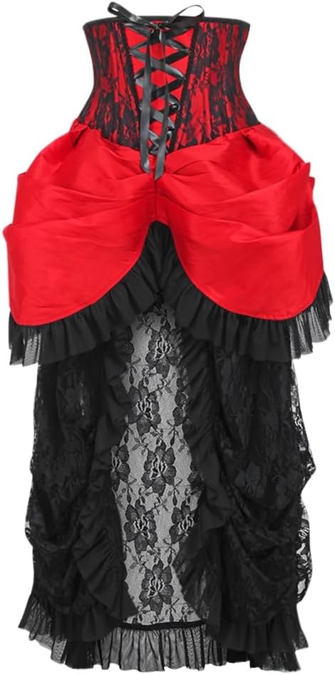 Daisy corsets Women's Daisy Corsets Top Drawer Steel Boned Red/Black Lace Victorian Bustle Underbust Corset Dress