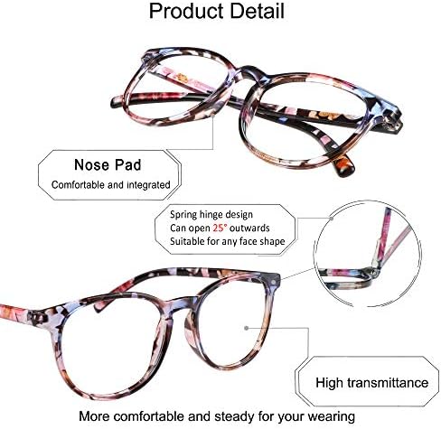 YEIN Blue Light Blocking Glasses, Spring Hinge Photochromic Brown Sunglasses, Computer Reading Glasses, Gaming Glasses, TV Glasses for Women Men(Pink Floral,+2.50 Magnification)