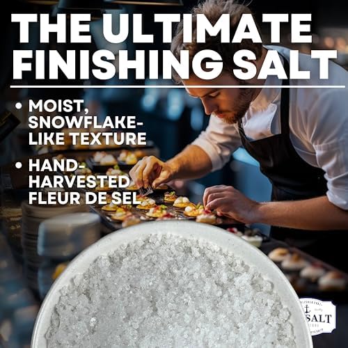 Garnishing Hand Harvested Sea Salt Grains, Baja Fleur de Sel Grain Salt, for Baking and Cooking and Fishing, 4 oz Bag