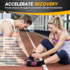 Ankle Support for Women & Men 1 Pair Ankle Compression Sleeve for Sports, Basketball, Running, Walking, Foot & Ankle Brace Socks for Arthritis, Sprained, Tendonitis, Plantar Fasciitis (Black, X-Large)