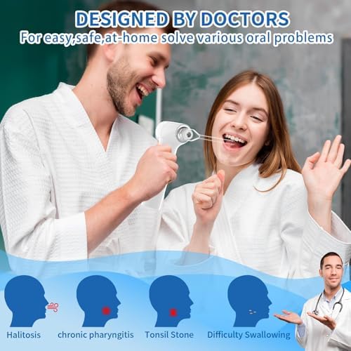 Upgraded Electronic Tonsil Stone Remover，6 in 1 Tonsil Stone Removal Kit，Tonsil Stone Vacuum with Built-in Blue Light，Easy to Use, Fight Bad Breath, Instant Suction