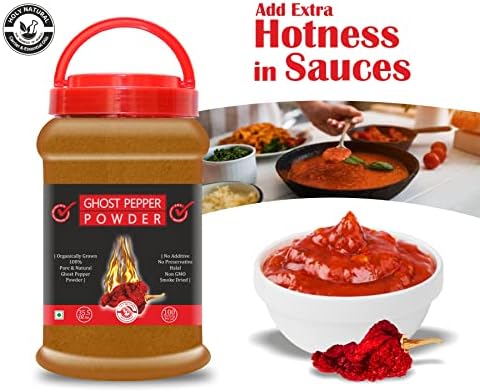 Smoked, Ghost Chili Pepper Powder (Bhut Jolokia) -35.5 Oz (2.2 lbs) , 100% PURE, NON GMO,NO PRESERVATIVE, NO ADDITIVE ) Organically Grown