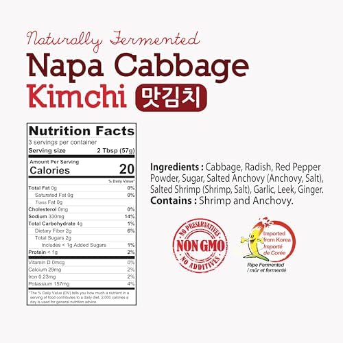 Korean Canned Kimchi, Napa Cabbage Kimchi, Naturally Fermented, Non-GMO, No preservatives, No additives- (5.64oz)