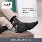 PUSH Ortho Ankle Brace Aequi - Stabilizer for Sprain, Injury, Instability, Fracture, Arthritis - Compression Support, Comfortable Fit, Moisture-Wicking (Left Size 3)