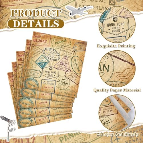 60 Pcs World Travel Cocktail Paper Napkins 6.5 x 6.5 Inches Disposable Paper Napkins Dessert Beverage Tissue for Decoupage Luncheon Tissue for Theme Party Wedding Birthday Party