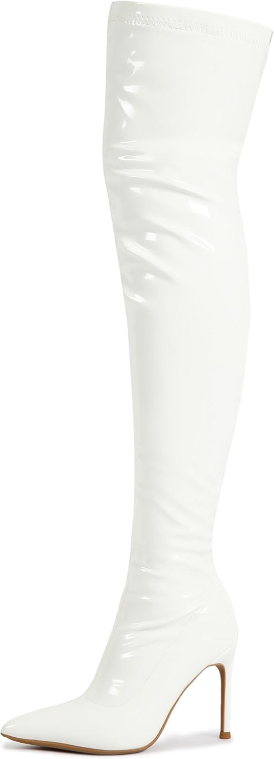 fereshte Women's Thigh High Boots, Pointy Toe Stiletto High Heel Over The Knee Boots, Fashion Comfy Sexy