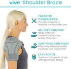 Vive Shoulder Brace for Women & Men - Injury Recovery Compression Support Sleeve - for Rotator Cuff Injuries, Arthritis, Sprain, Dislocation, PT - Targeted Inflammation Pain Relief (Grey, Medium)