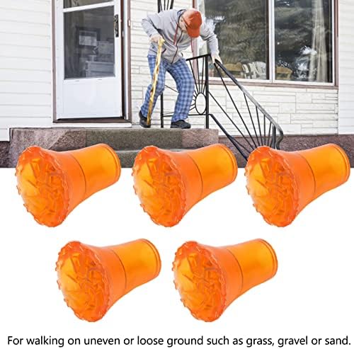 BestAlice 5Pcs Cane Tips, 3/4 Inch Crutch Tips Rubber Replacement Foot Pad, 19mm Cane Tips Heavy Duty, Prevent Slipping Soft Thicken Rubber Walking Canes Replacement Tips(Orange)