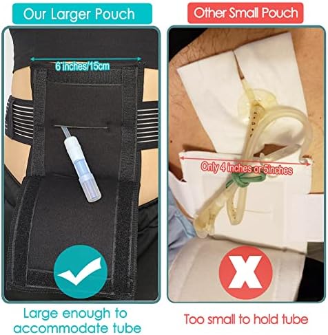 [2 Pack] Feeding Tube Belt, PEG Tube Holder G-Tube Abdominal Belt Breathable Black with Slit for G Tube J Tube PEG Tube Supplies, No More Taping The Tube