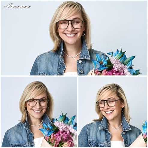 AMOMOMA 3 Pack Trendy Aviator Reading Glasses for Women Men Stylish Square Blue Light Blocking Readers AM6164