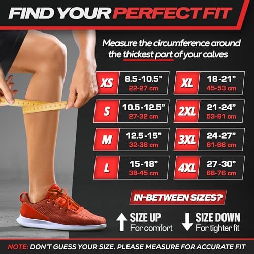 Rymora Calf Compression Sleeves Men Women - Leg Compression Sleeve Footless Socks - Shin Splint Relief Fitness Running