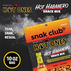 Snak Club x Hot Ones Hot Habanero Snack Mix, Spicy Snacks with Peanuts, Pretzels, Sesame Sticks, Toasted Corn & Cashews, Inspired by Hot Ones Hot Sauce, 10 oz Bag