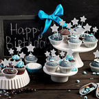 Gyufise 42Pcs Little Star Cupcake Toppers Glitter Twinkle Star Cupcake Picks Wedding Engagement Baby Shower Birthday Party Cake Decorations Supplies Mixed Size Silver