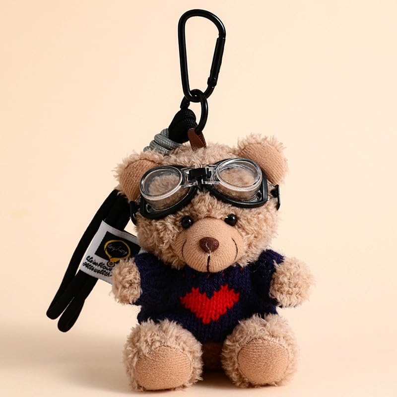Plush Teddy Bear Keychain – Cute Kawaii Mini Plus Doll Bag Charm, Clip-On Accessory for Backpacks, Purses & Keys