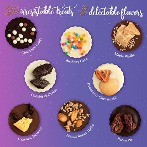 Chocolate Candy Assorted Belgian Chocolate Gift Box, 20 Fancy Chocolates Dessert Truffles For Easter, 8 Unique Flavors, Candy Gift Baskets For Adults, Family, Women and Men By Astor Chocolate