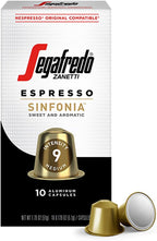 Segafredo Zanetti Espresso Capsules – Aluminum Pods for Nespresso Original Machines – Medium Roast Premium Espresso with a Sweet Aroma – Subtle, Intensity 9 – Sinfonia, 10 Count