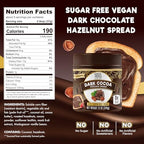 ChocZero Vegan Cocoa Hazelnut Spread – Sugar Free, Keto Friendly, Low Carb Chocolate Dessert & Bread Topping, Gluten Free, High Fiber, 12 oz Jar